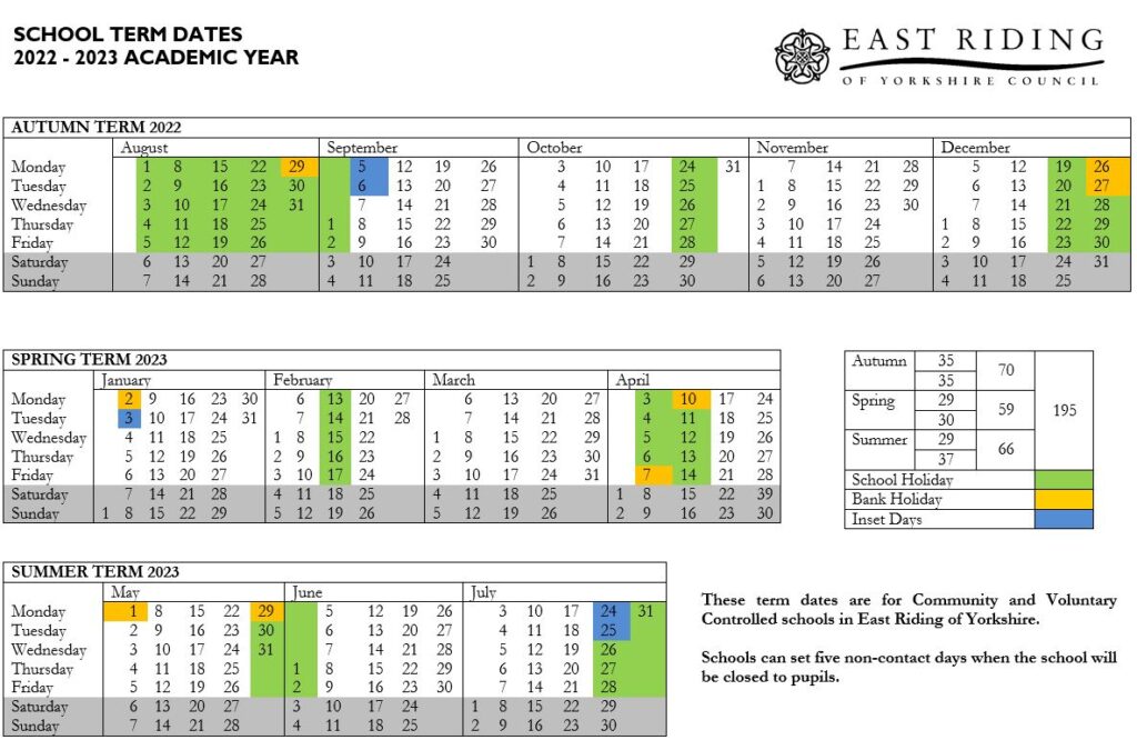 School Day and Term Dates – Bridlington School