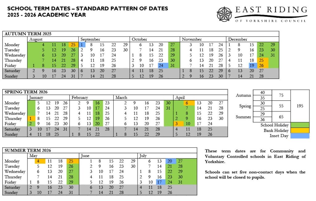 School Day and Term Dates – Bridlington School